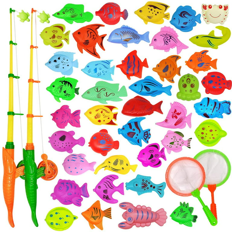  Goody King Magnetic Fishing Game Pool Toys for Kids - Bath  Outdoor Indoor Carnival Party Water Table Fish Toys for Kids Age 3 4 5 6  Years Old 2 Players Gift (Large) : Toys & Games