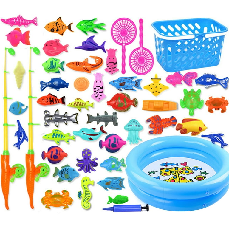 Magnetic Fishing Toy 47pcs/1 Set Kids Fishing Toys Baby Magnetic Fishing  Toys Funny Educational Toys Fishing Game Kit with 60CM Round Pool 