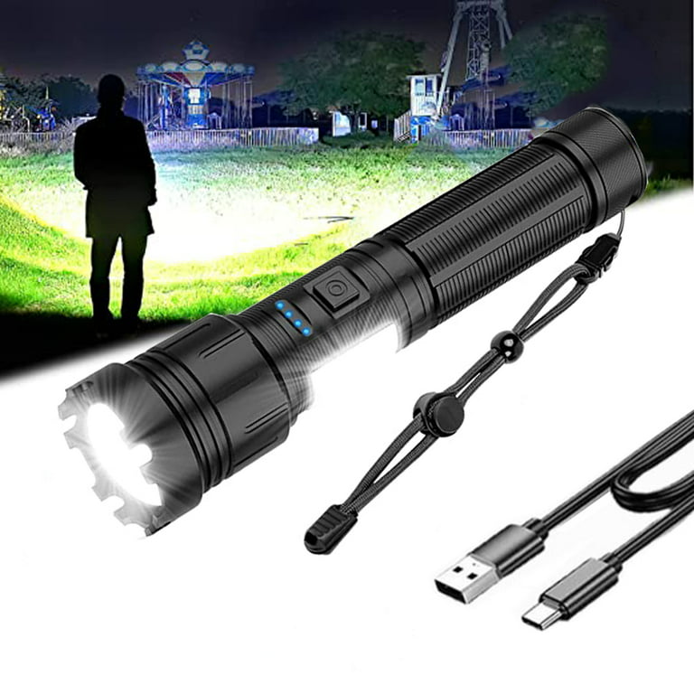 Waterproof Emergency Torch Telescopic Zoom XPE COB LED Torch Flashlight  Type-C USB Charging Camping Flashlight