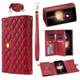 thumbnail image 1 of Magnetic Flip Case for Google Pixel 6,Crossbody Strap RFID Blocking Leather Purse Case with Card Holder, Zipper Bills Slot Handbag Wrist Lanyard Cover for Google Pixel 6, Red, 1 of 9