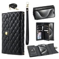 thumbnail image 1 of Magnetic Flip Case for iPhone 14,Crossbody Strap RFID Blocking Leather Purse Case with Card Holder, Zipper Bills Slot Handbag Wrist Lanyard Cover For iPhone 14, Black, 1 of 9