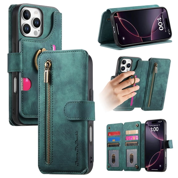 Magnetic Flip Wallet Card Slot Phone Case for IPhone 17 Air 16 16 15 Plus Pro Max Ring Holder Leather Cover