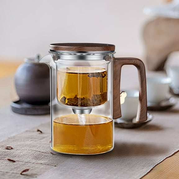 Magnetic Floating Infuser Tea Pot, Borosilicate Glass Teapot with Tea Separation, Auto Steeping Self Stirring Teacup for Loose Leaf Home Office Brewing