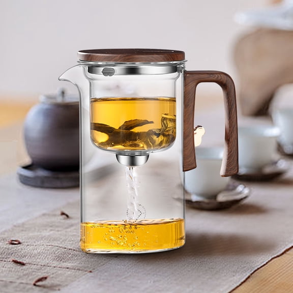 Magnetic Floating Infuser Tea Pot, Borosilicate Glass Teapot with Tea Separation, Auto Steeping Self Stirring Teacup for Loose Leaf Home Office Brewing