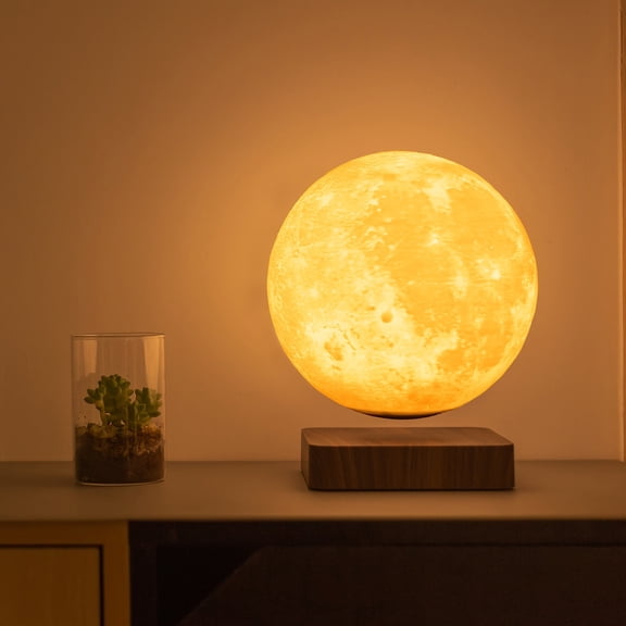3 Light Modes Floating Moon Night Light, 3D Print Magnetic Levitation Lamp, Romantic Warm Atmosphere Home Decor Lamp