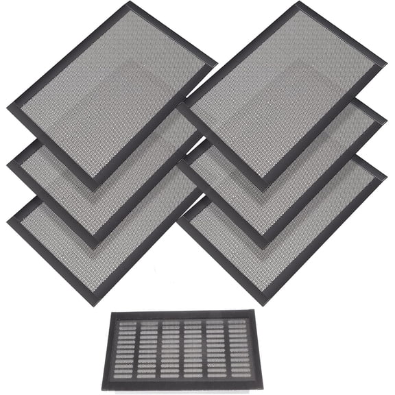 Magnetic Floor Vent Covers Air Vent Screen Register Trap Magnetic Floor Register Mesh Covers Rectangle PVC Mesh Cover for Wall Ceiling Floors Catch Debris Hair Insect(8 x 12 Inch,Black)