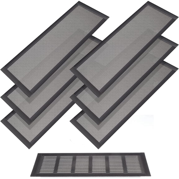 Magnetic Floor Vent Covers Air Vent Screen Register Trap Magnetic Floor Register Mesh Covers Rectangle PVC Mesh Cover for Wall Ceiling Floors Catch Debris Hair Insect(6 x 14 Inch,Black)
