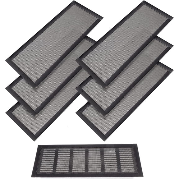 Magnetic Floor Vent Covers Air Vent Screen Register Trap Mesh Rectangle PVC Cover for Wall Ceiling Floors Catch Debris Hair Insect 4x12 Inch Black