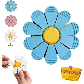 Magnetic Flower with Petal Clips, 3D Printed Snack Bag Sealer with Detachable Petals, Fridge Magnet Food Storage Clip for Chips, Cereal, Bread, Kitchen Organization