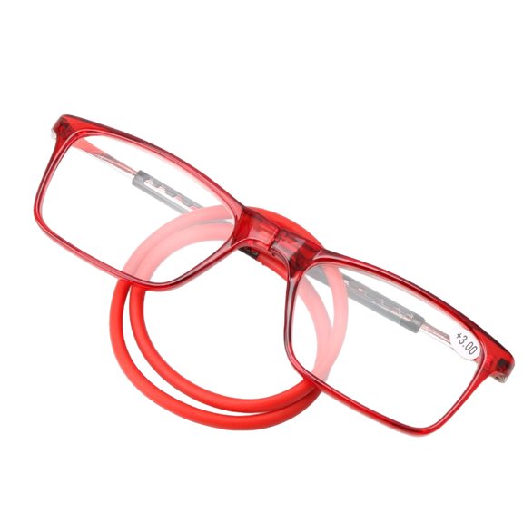 Magnetic Foldable Reading Glasses With Neck Cord Hd Pc Square Frame Telescopic Temples Comfortable Unisex Readers For Daily Reading Close Work Eyewear