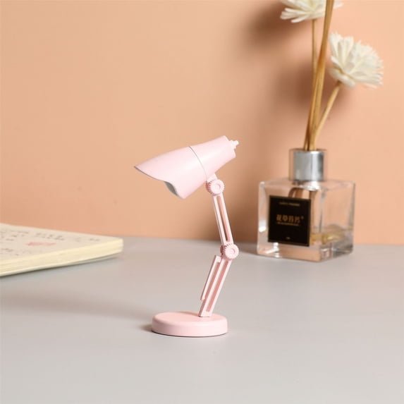 Magnetic Folding Book Light - Mini LED Desk Lamp with Warm Light, Portable Reading Light for Books, Night Study (10cm, Plastic/Metal) Pink