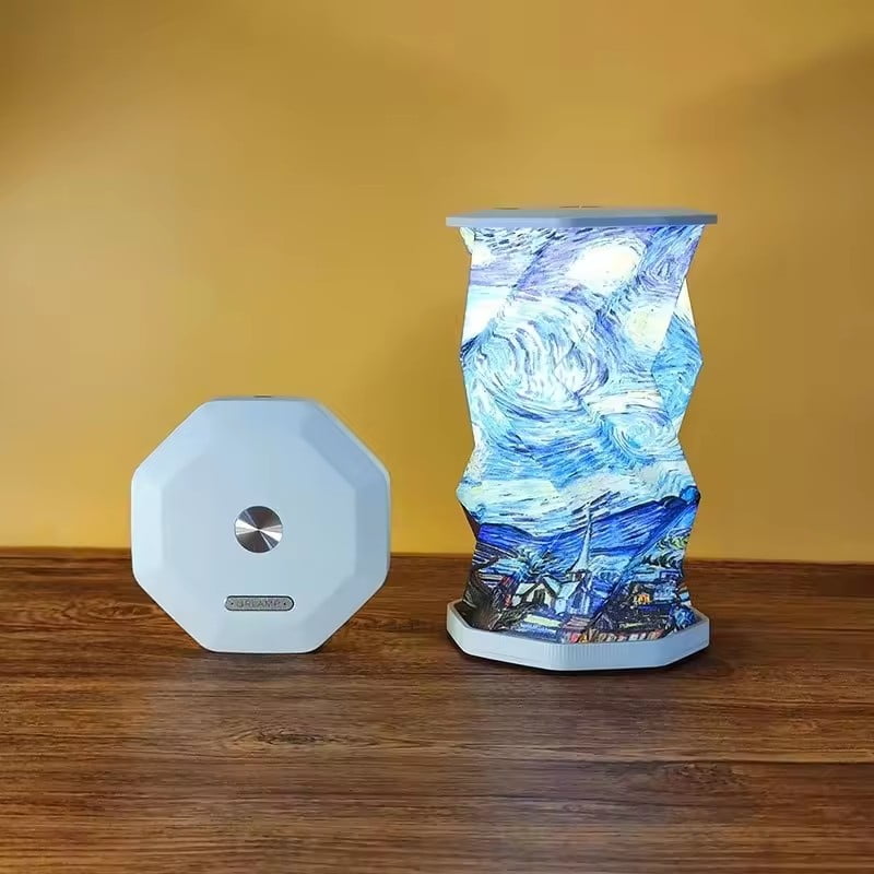 Magnetic Folding Rotating Light Origami Art Atmosphere Desk Lamp Cultural and Creative Gift Small Night Light Souvenir