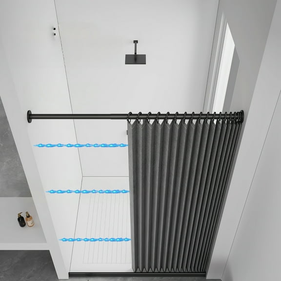 Magnetic Shower Curtain Folding  Polyester Waterproof Shower Curtains for Home Hotel B&B Bathroom (72"W x 72"L) 1 Piece Decoration Traditional Simple