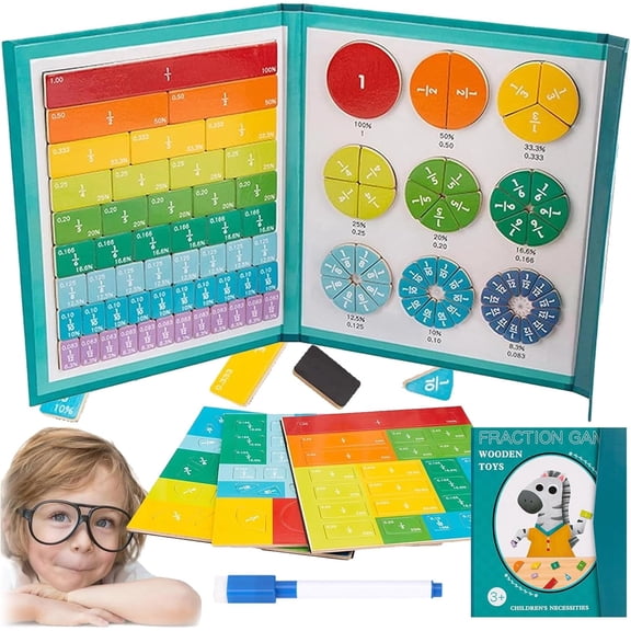 Magnetic Fraction Demonstration Book,Magnetic Fraction Book,Magnetic Fraction Tiles,Learning Building Block Set (1pc)