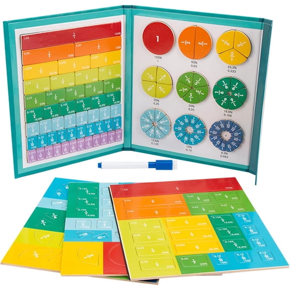 Magnetic Fraction Demonstration Book,Magnetic Fraction Book,Magnetic Fraction Tiles,Learning Building Block Set (1pc)