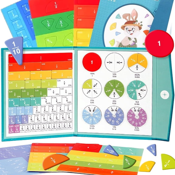 Magnetic Fraction Demonstration Book,Magnetic Fraction Tiles Math Manipulative Set, Hands-On Fraction Learning Puzzle ,Back to School Supplies Gift