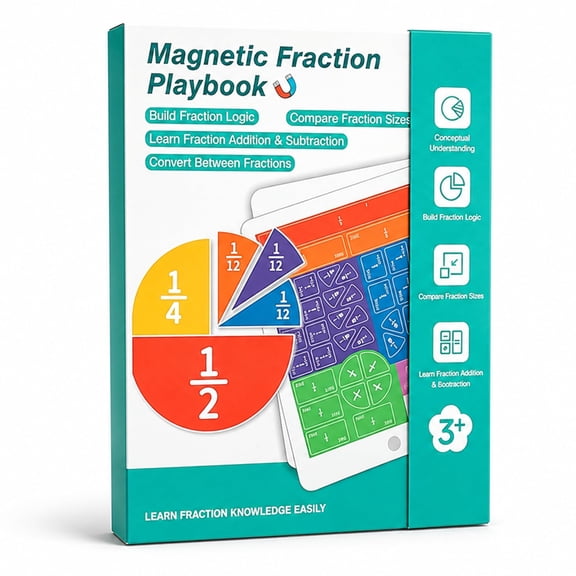 Magnetic Fraction Playbook, 102Pcs Magnetic Fraction Tiles Math Set