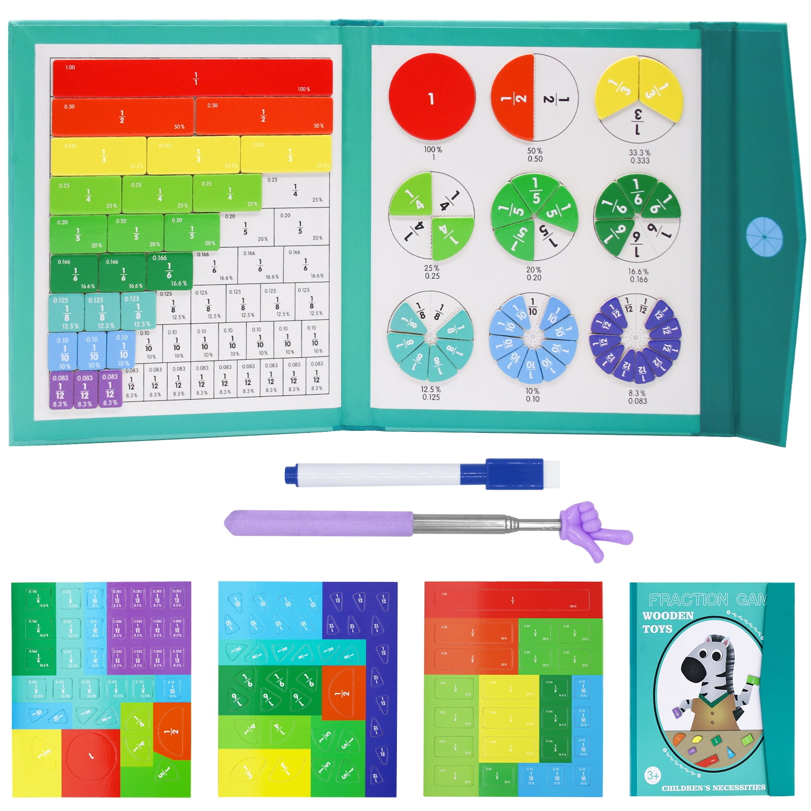 Achat Horloge De Fraction Magnétique (Fraction Clock) | Apprendre Les Fractions Et Les