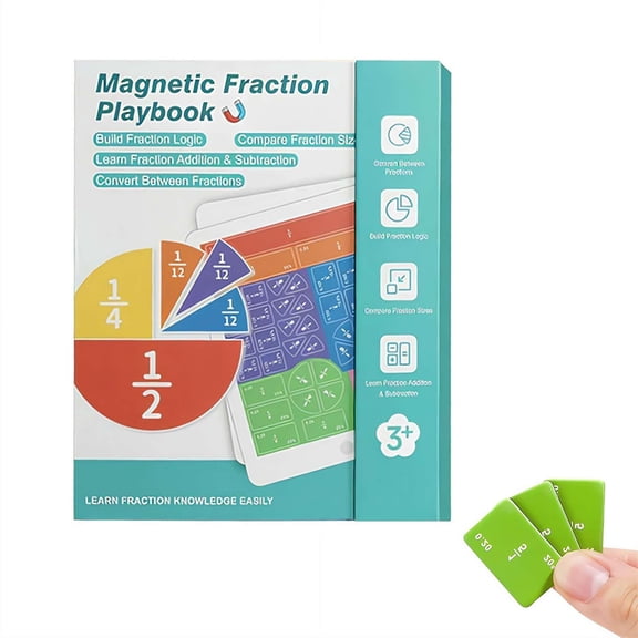 Magnetic Fraction Tiles and Circles Set with Playbook, 102 Pieces Math Manipulatives for Elementary School, Hands-on Learning Book Suitable for Classroom Homeschooling, Math Games for Kids Age 6-12
