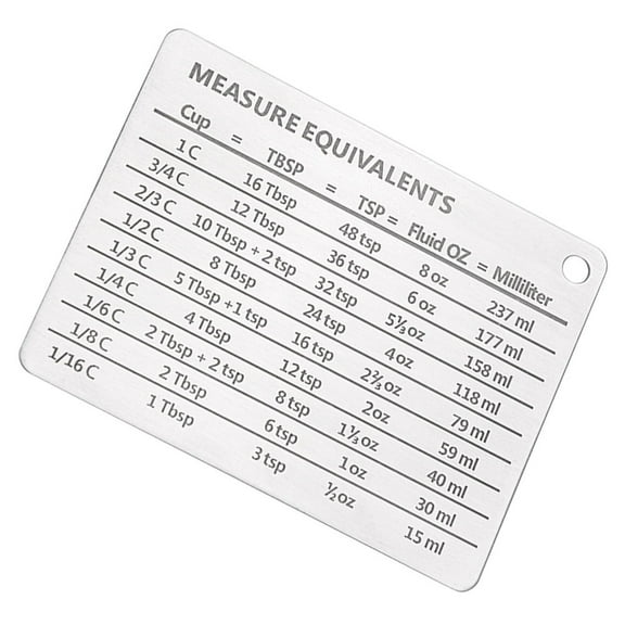 Measurement Equivalant Chart Stainless Steel Fridge Magnet