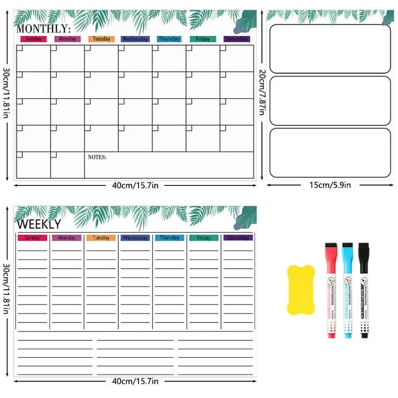 Magnetic Fridge Message Board with Colored Pens for Drawing and Family Communication