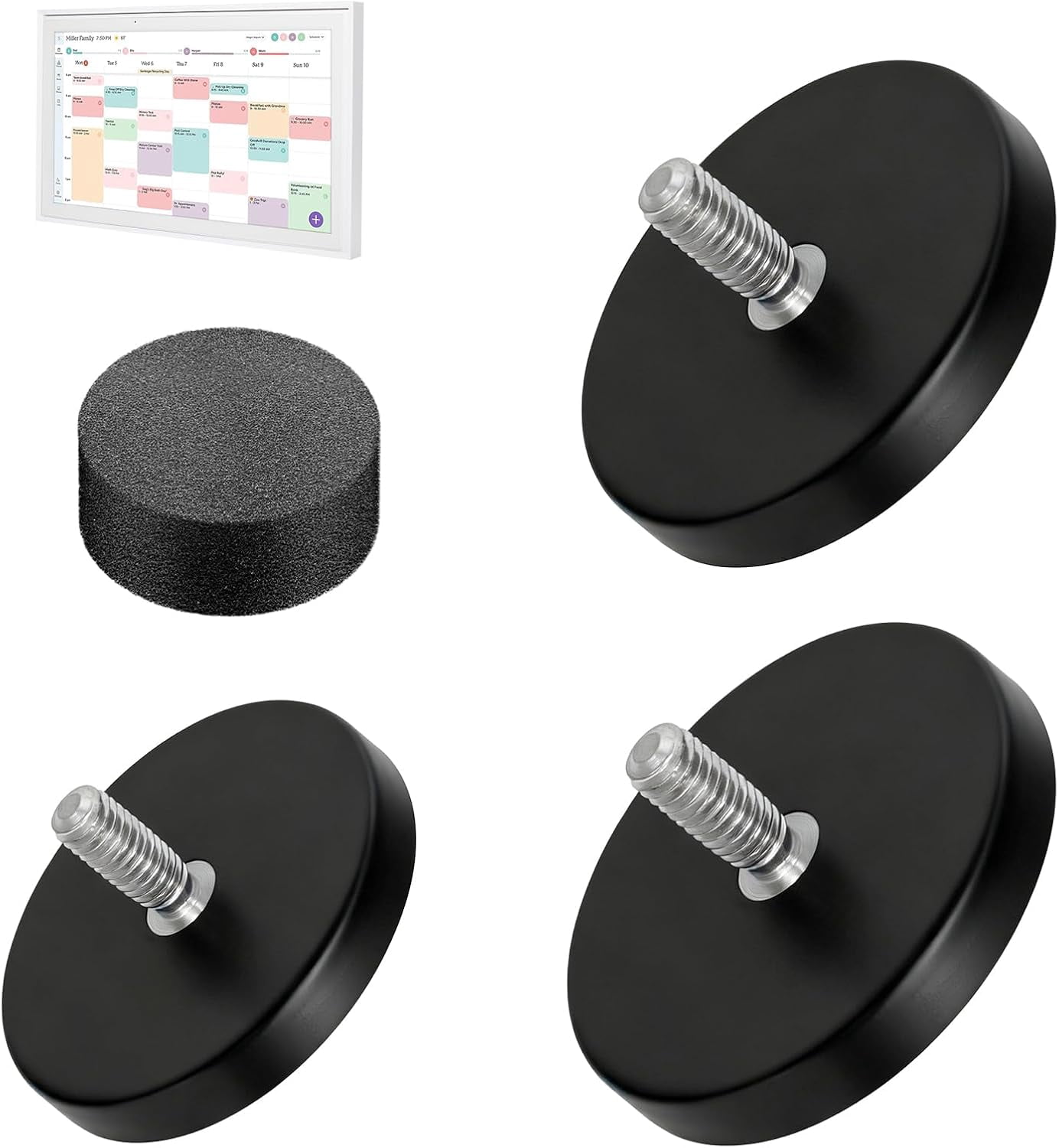 Magnetic Fridge Mount for Skylight Calendar 15 inch, Refrigerator Calendar Magnet,Rubber Surface Coating to Prevent Scratches, with 3 Neodymium Magnets and 1 Foam Pad