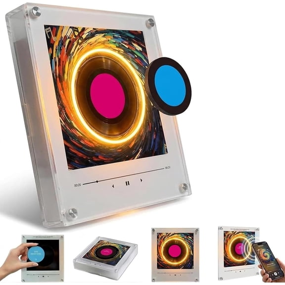 Magnetic Fridge Music Player, Music Box Fridge Magnet Magnets with Programmable Player Set Vintage Vinyl Record Refrigerator Magnets, Singing Fridge Magnet Audio Gifts