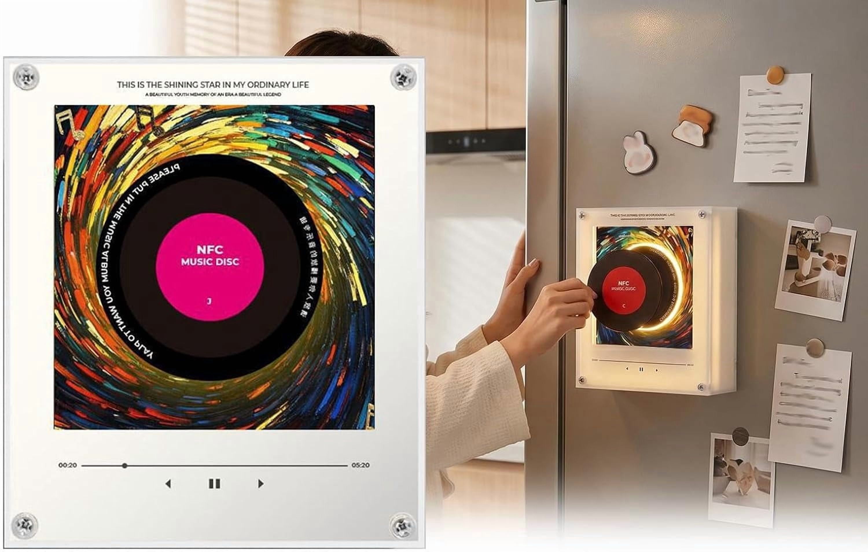 Programmable Magnets Magnetic Fridge Music Player, Retro Music Fridge Magnets with NFC ...