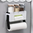 thumbnail image 1 of Magnetic Fridge Organizer Spice Rack with Paper Towel Holder | 3-Tier Kitchen Storage Shelf for Spices, Foils & Towels | White or Black PP Material | Tool-Free Magnetic Mounting, 1 of 9