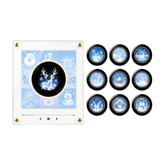 Magnetic Fridge Record Player, Rotating Disc Night Light NFC Music Box Acrylic Mini Desktop Wall Mounted Decorative Light