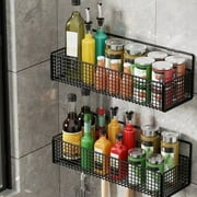 Magnetic Fridge Shelf Versatile Metal Organizer Storage, Magnetic Basket Fridge Large Magnetic Pen Holder, Moveable Strong Magnetic Spice Rack Organizer for Home Kitchen Office Refrigerator Holds