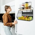 thumbnail image 1 of Magnetic Fridge Shelf with Wood Lid Large Capacity Magnetic Spice Rack Multifunctional Refrigerator Magnet Shelf for Home Kitchen Counter Cabinet, 1 of 10
