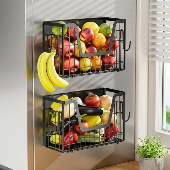 Magnetic Fridge Storage Rack Refrigerator Side Shelf Organizer Holder Kitchen Organization Accessory Multi Purpose Storage Shelf-Black