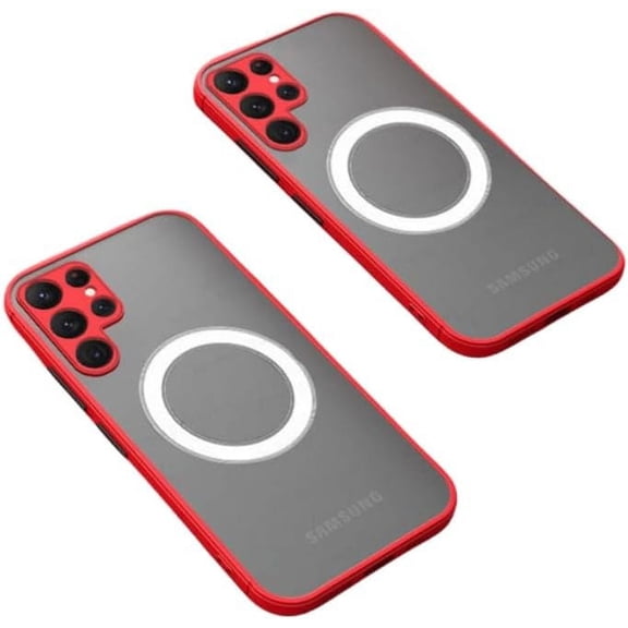 Magnetic Frosted Skin Feeling Hard Case with Magnetic Attraction, Thin and Light Texture for Samsung Galaxy S23 S22 S21 Ultra Plus FE Note20 Note10 Phone Case (Red,Note20)