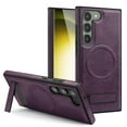 thumbnail image 1 of Magnetic for Galaxy S22 Premium PU Leather Case,Built-in Invisible Stand [Compatible with Magsafe] Protective Slim Kickstand Phone Cover Compatible with Samsung Galaxy S22, Darkpurple, 1 of 9