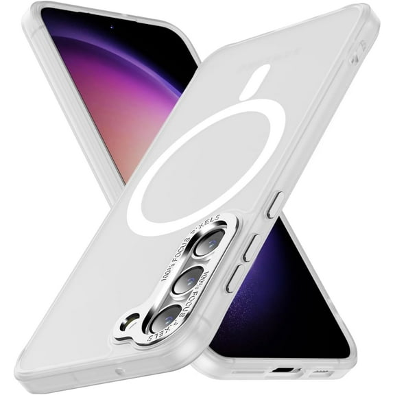 Magnetic for Galaxy S23 Plus Case,[Compatible with Magsafe],[10 FT Military Grade Drop Protection] Slim Protective Translucent Matte,TPU+PC Luxury Protective Phone Case Black 15-sam s23p-01