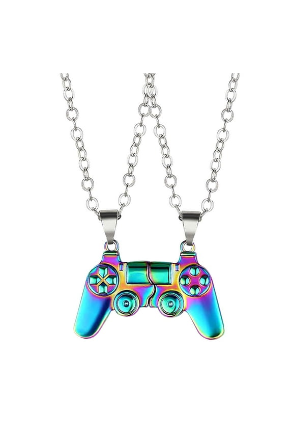 Magnetic Game Controller Necklace for Couple Matching Console Handle Pendant for Best Friends Friendship Valentine's Gifts Him and Her Lovers Jewelry(Multicolor)