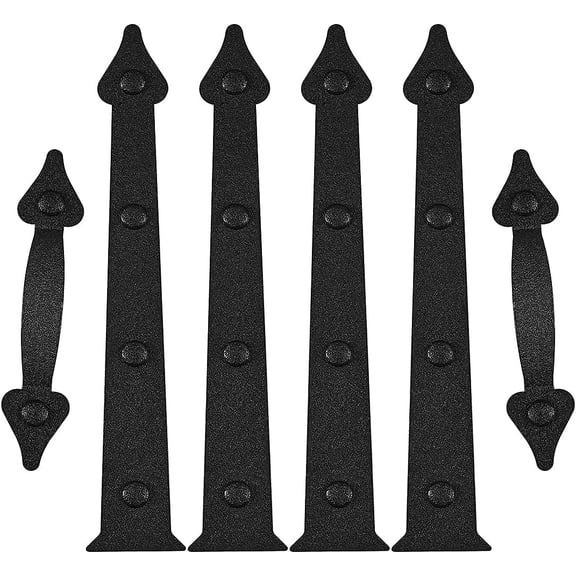 Magnetic Garage Door Decorative Hardware Faux Hinges Handles Hardware Kit, 6 Pieces Garage Door Accents, Color: Black (2pcs Handles+4pcs Hinges)