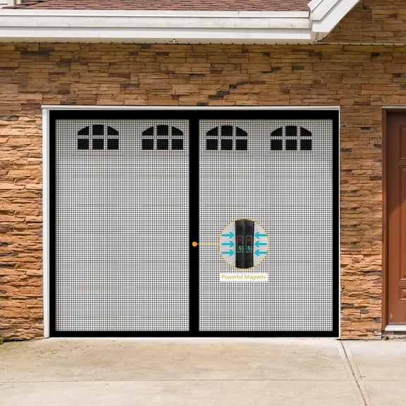 Magnetic Garage Door Screen 10x8ft, Durable Fiberglass Garage Door Screen