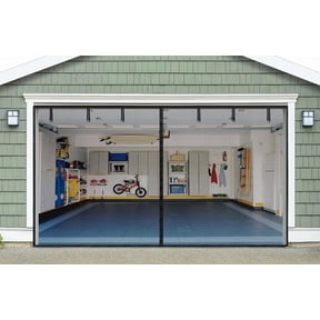 Magnetic Garage Door Screen for 2 Car 16x7 FT, Garage Screen Doors for 2 Car Garage, Double Door Screen Magnetic Closure Mesh Screen Door with 36 Magnets, Fits Door up to 194" x 84" Black