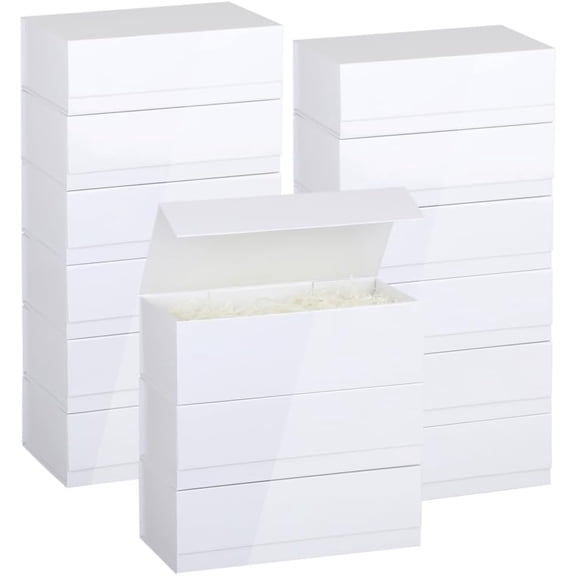 Magnetic Gift Box with Lid 15 Pack 9.5X6X3 Inch White Gift Boxes Bulk Packaging for Small Business Bulk Gift Boxes for PresentsBridesmaid Proposal BoxCrinkle Cut Paper Shred