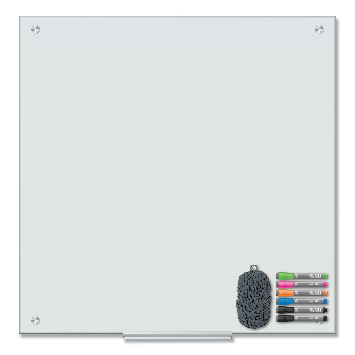 U Brands Magnetic Glass Dry Erase Board Value Pack, 36 X 36, White