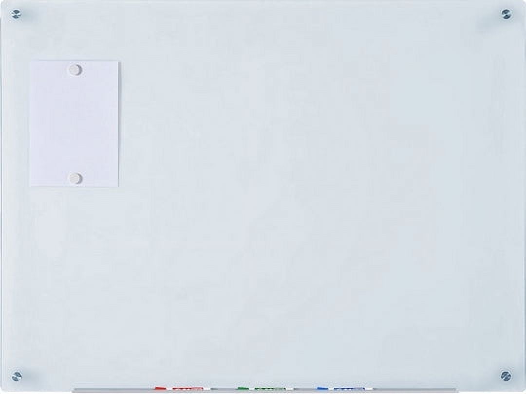 Tempered White Glass Magnetic Dry-Erase Board with Aluminum Tray