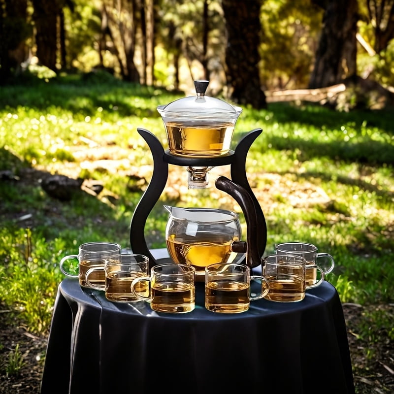 [Magnetic Glass Tea Set] 4 Cups Semi-Automatic Drip Glass Tea Set ...
