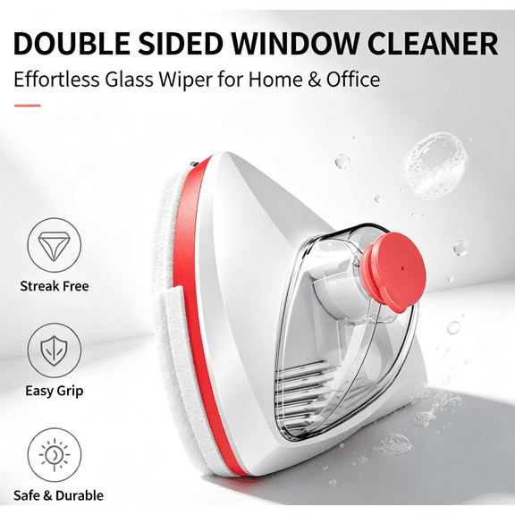 Magnetic Glass Window Cleaner Self Draining Double Layer Cleaning Window Wiper for 8-15 mm