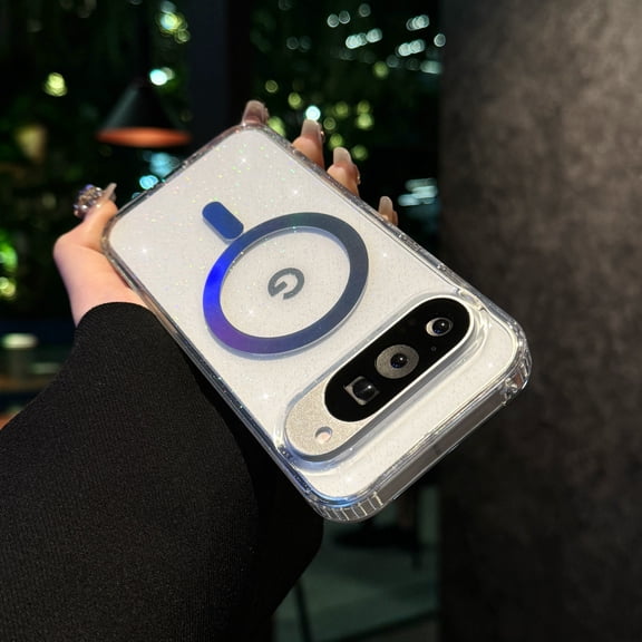 Magnetic Glitter Case For Google Pixel 9A Women Girly,[Compatible with MagSafe] Luxury Shockproof Slim Fit Fashion Cute Shiny Bling Sparkly Phone Cover For Google Pixel 9A, A