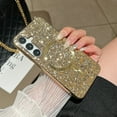 thumbnail image 1 of Magnetic Glitter Case for Samsung Galaxy S24 Plus, [Compatible with MagSafe Charging] Luxury Plating Bling Sparkly Slim Shockproof Anti-Scratch Phone Cover for Galaxy S24 Plus Women Girls, Gold, 1 of 10