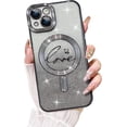 thumbnail image 1 of Magnetic Glitter Case for iPhone 13 Case 6.1 Inch, Clear Plating Love Heart Pattern Design [Compatible with Magsafe Charging] Camera Protection Soft Cover for Women Girls (Black), 1 of 11