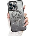 thumbnail image 1 of Magnetic Glitter Case for iPhone 13 Pro Case 6.1 Inch, Clear Plating Love Heart Pattern Design [Compatible with Magsafe Charging] Camera Protection Soft Cover for Women Girls (Black), 1 of 11