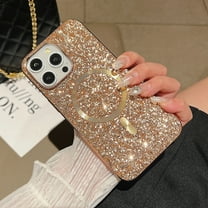 Magnetic Glitter Case for iPhone 14 Pro, [Compatible with MagSafe Charging] Luxury Plating Bling Sparkly Slim Shockproof Anti-Scratch Phone Cover for iPhone 14 Pro Women Girls, Rosegold
